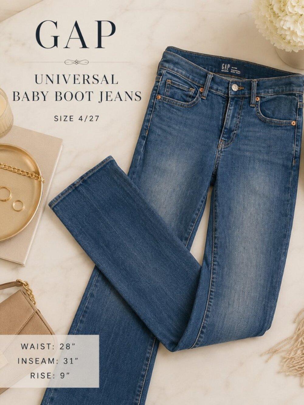 Gap Universal Baby Boot Jeans Women’s Size 4/27 Blue Medium Wash Stretch Denim